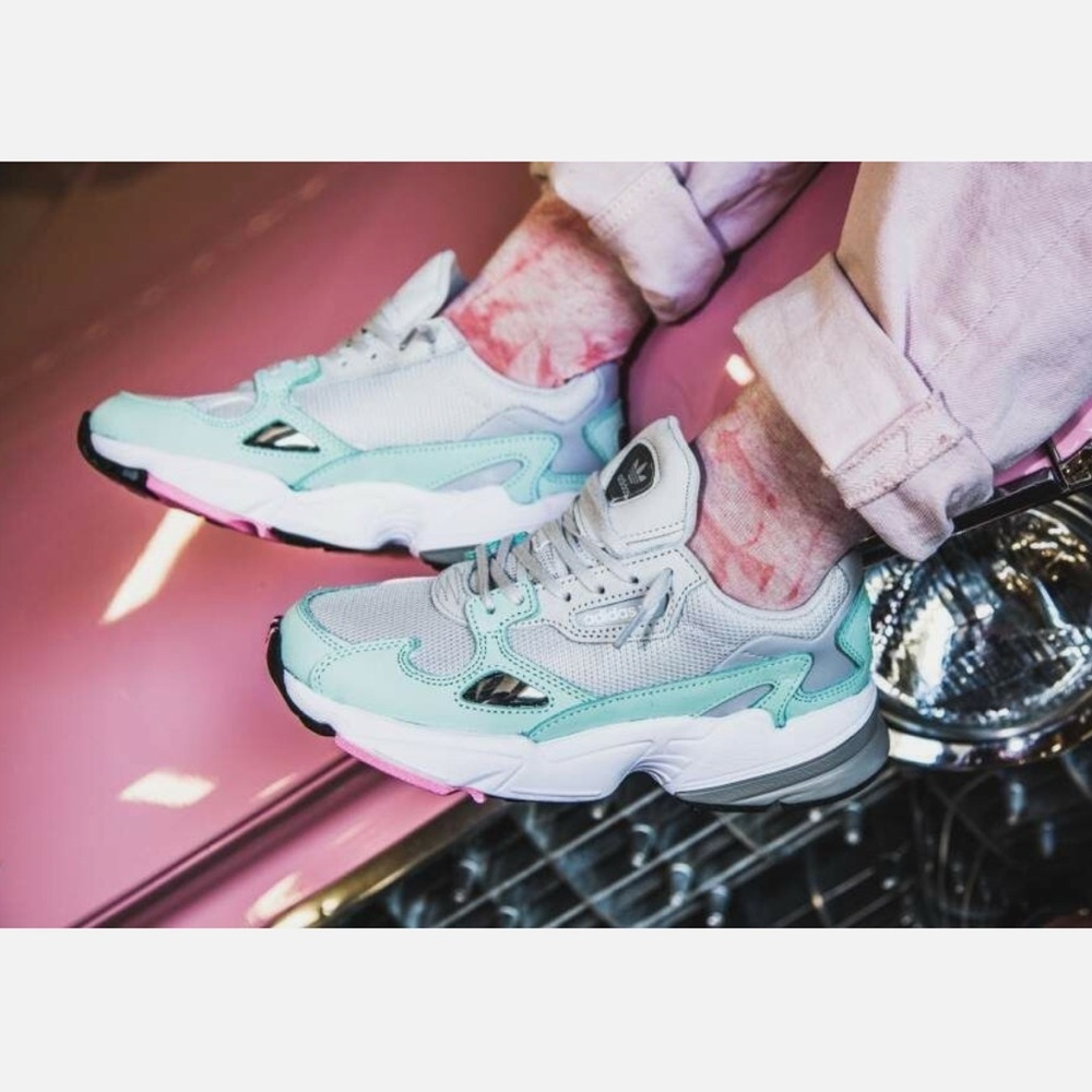 Adidas Falcon Mint and White Sneakers